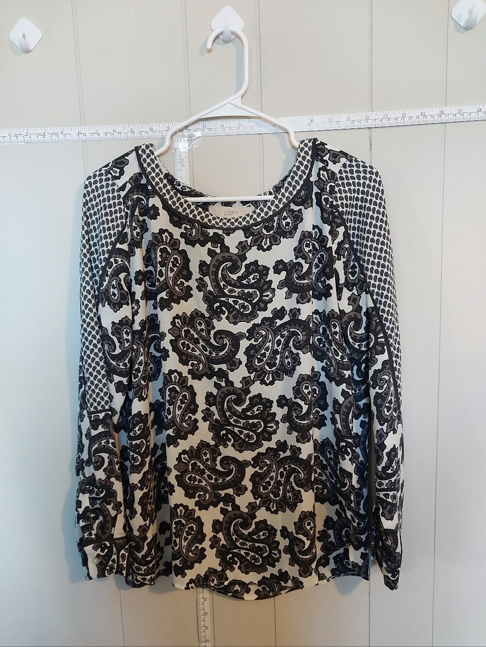 LOFT Paisley Raglan Long-Sleeve Top Size S